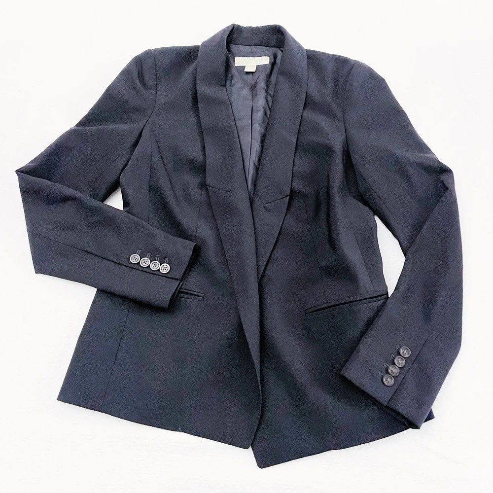 Michael Kors Black Tailored Open Blazer 2 Front Pockets SZ8